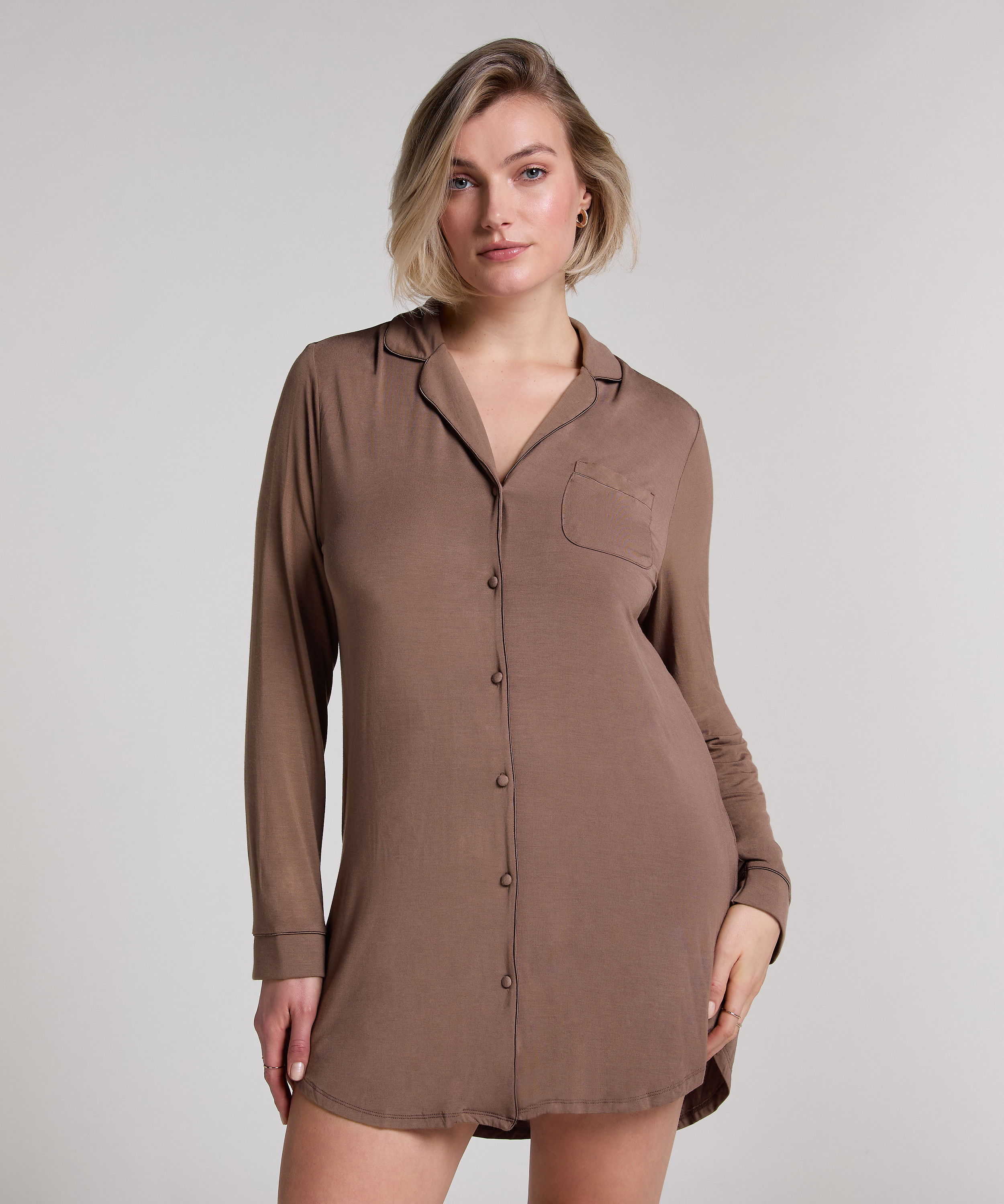 Essential Jersey Shirtdress, Brown, main