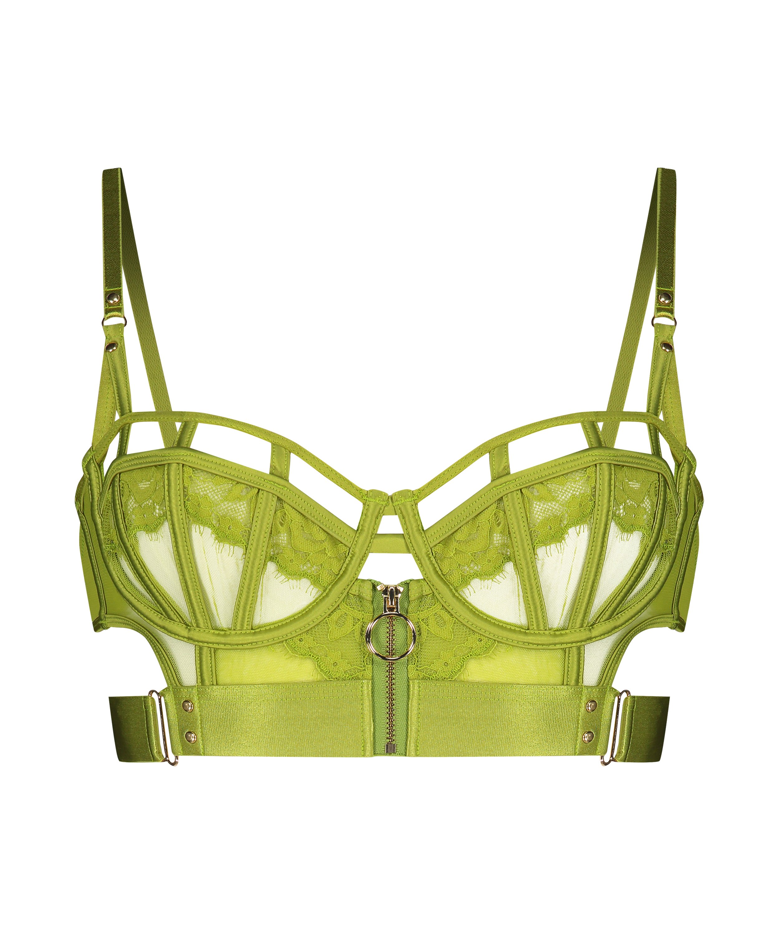 Sable Non-Padded Longline Underwired Bra, Green, main