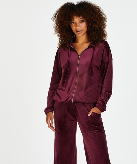 Velvet hoodie jacket, Red