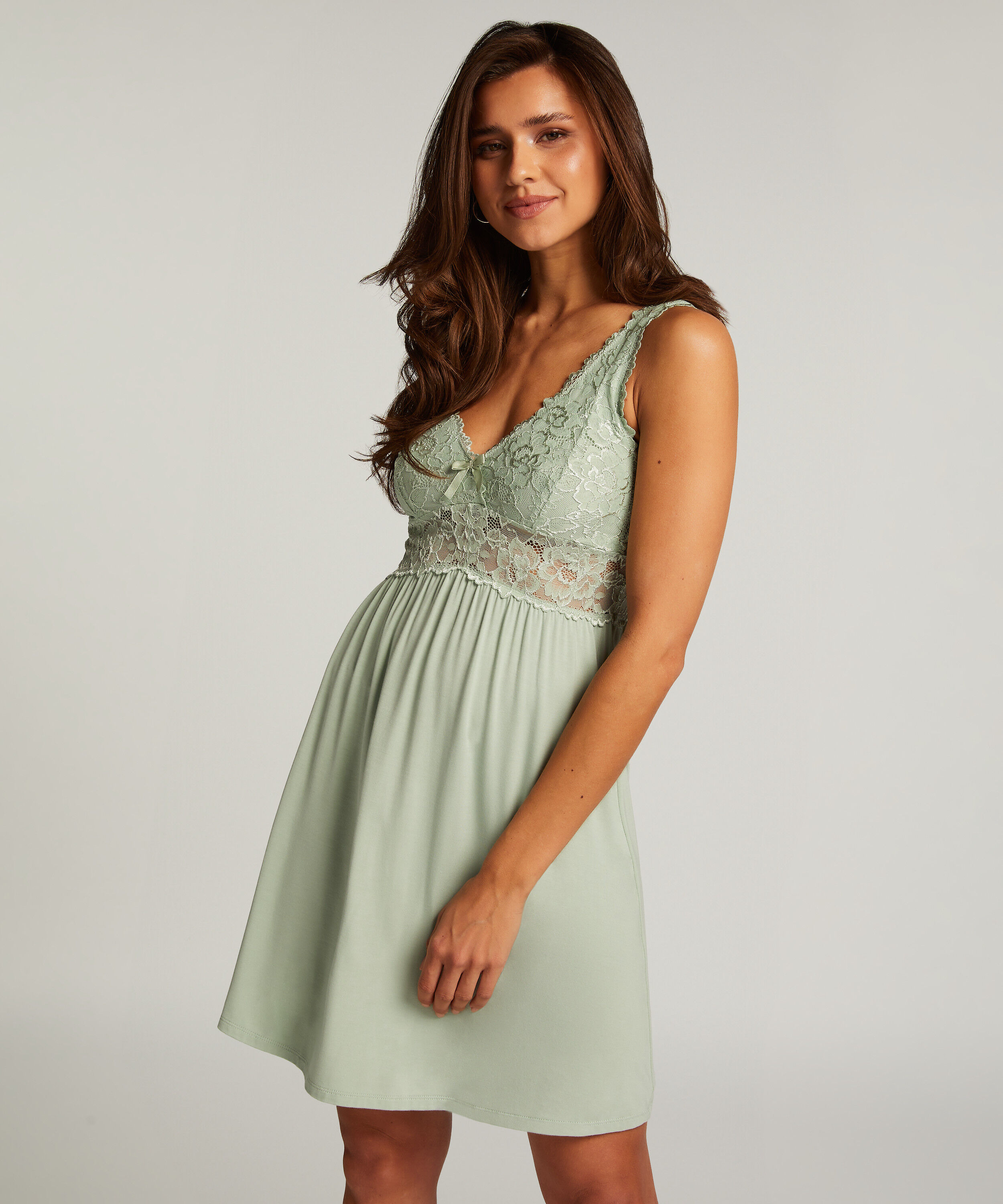 Nora Lace Slip Dress, Green