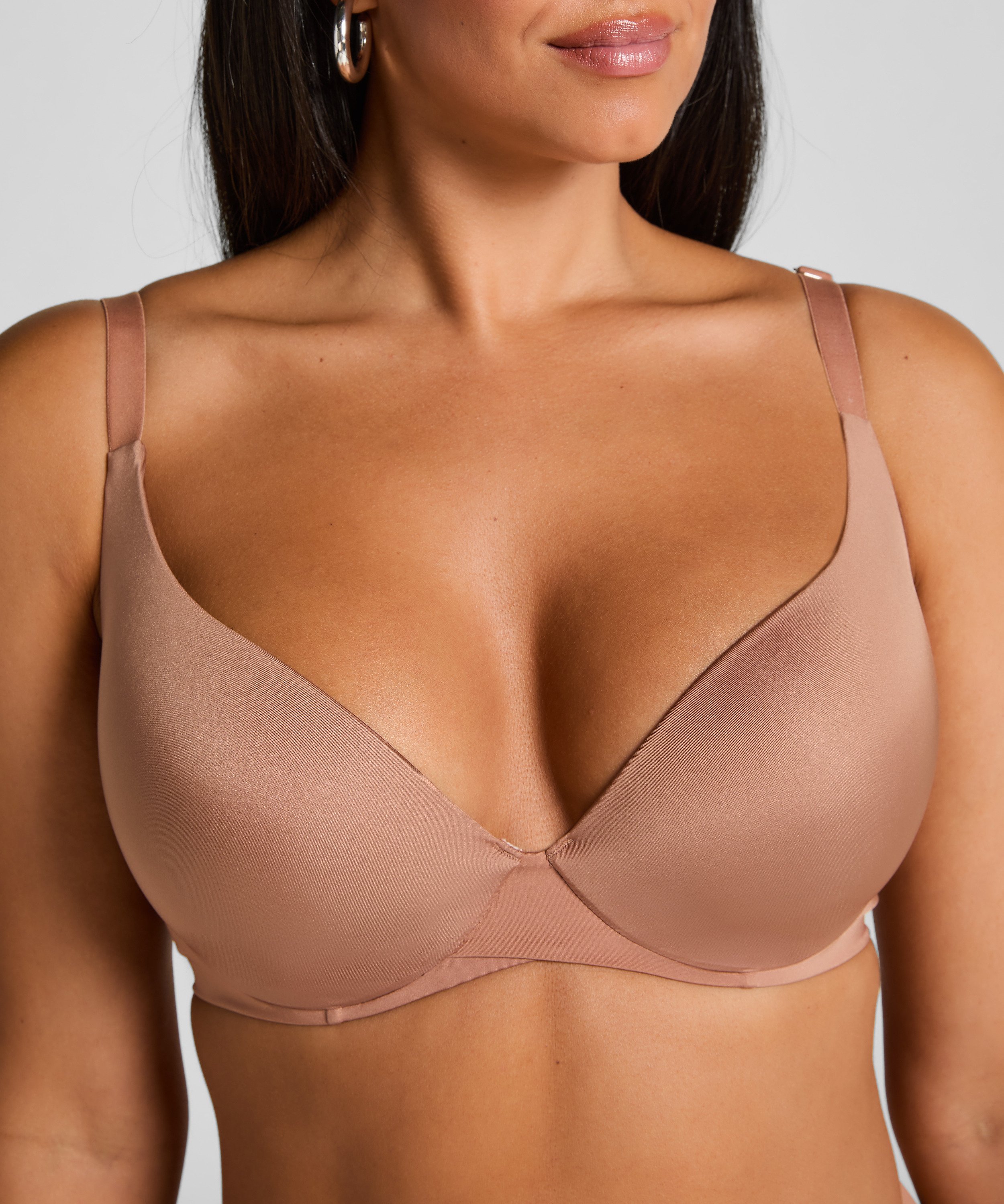 Smooth Padded Underwired Bra, Brown, main
