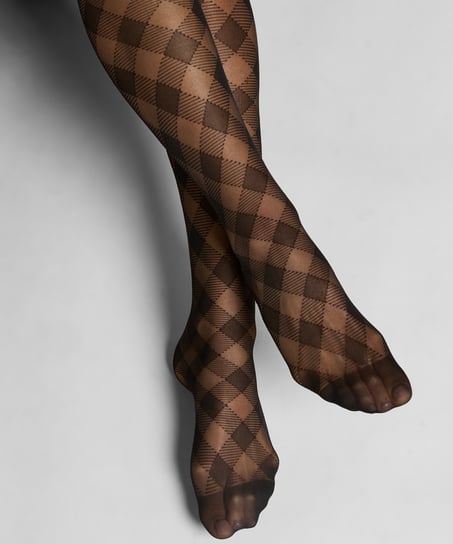 Tights 15 Denier Checked, Black