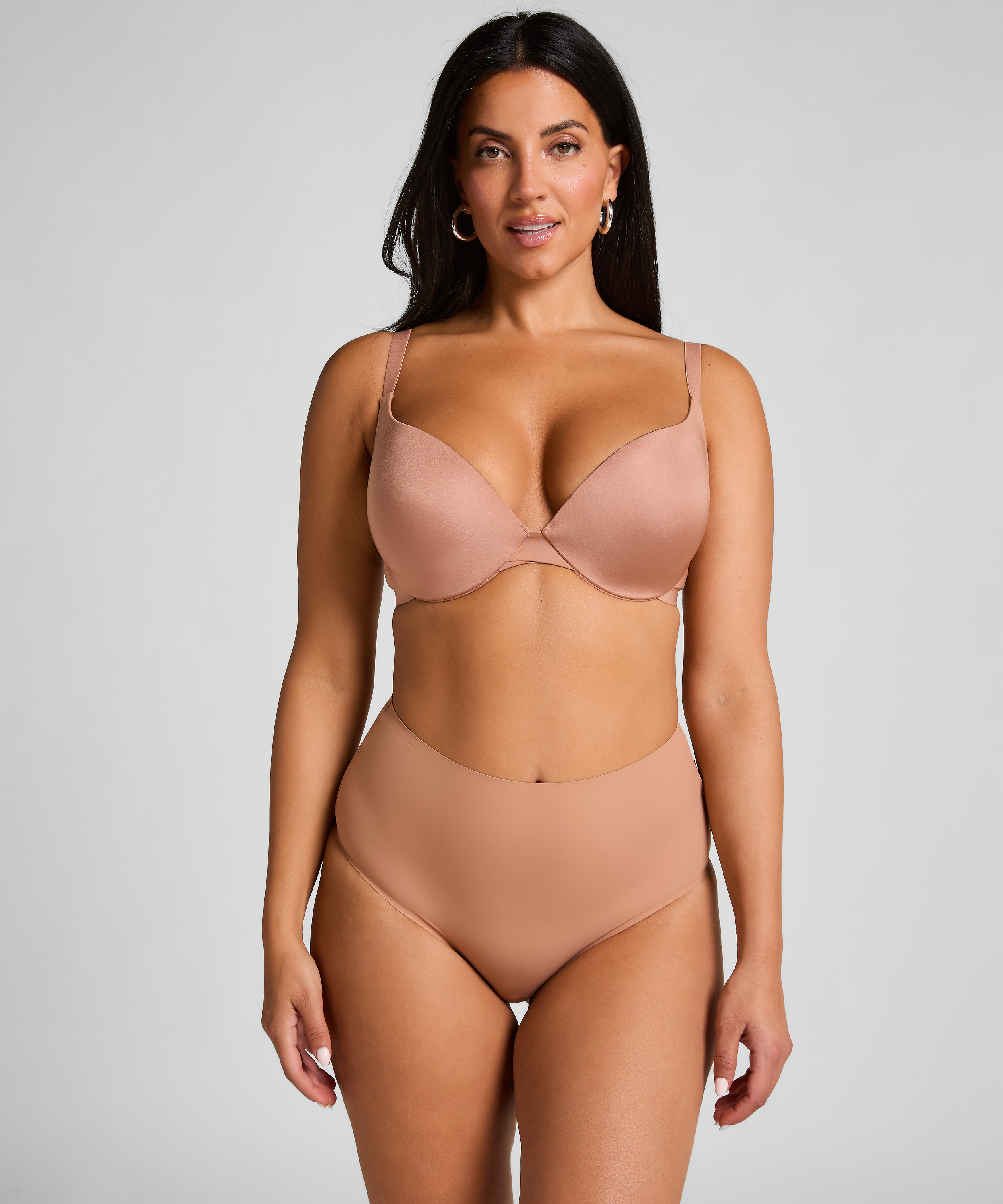 Smooth Padded Underwired Push-Up Bra, Brown, main