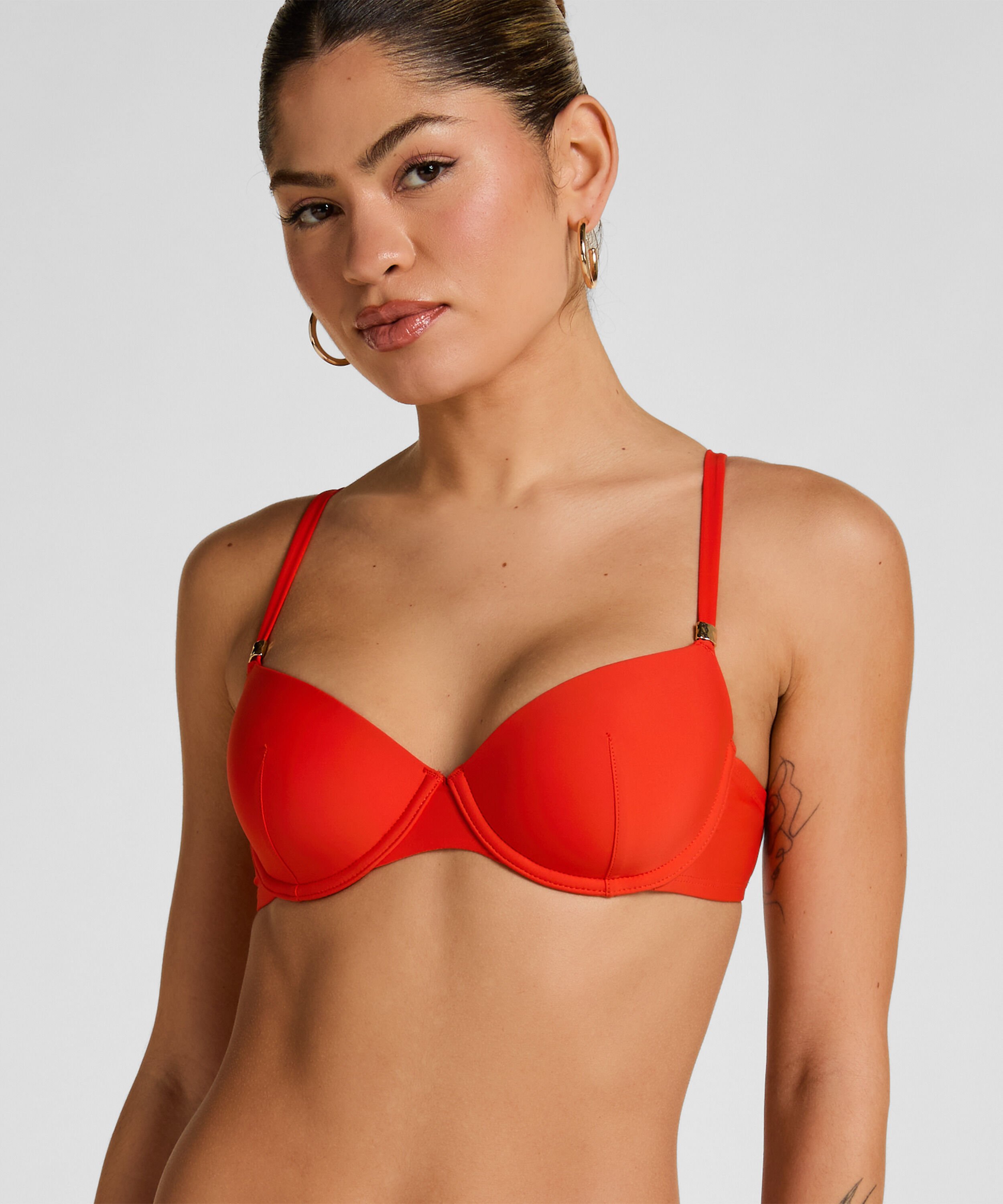 Luxe Padded Underwired Bikini Top, Red Luxe Padded Underwired Bikini Top, Red