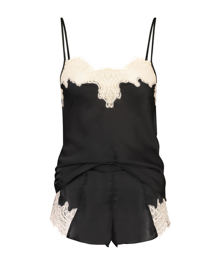 Satin Pyjama Set, Black