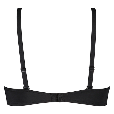 Satin Fleece Non-Padded Underwired Bra, Black