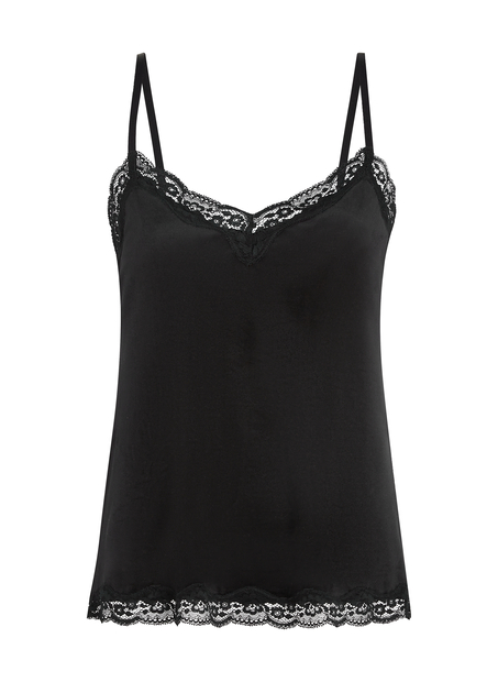 Velvet lace cami, Black
