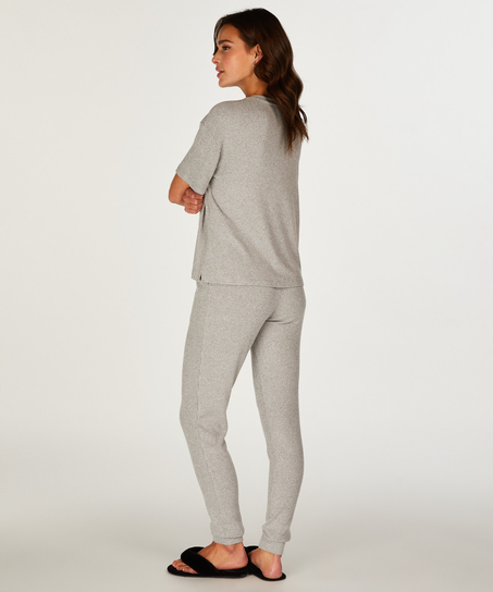 Rib Short Sleeve Top, Grey