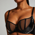 Seductress Half-Padded Cup Underwired Bra, Black