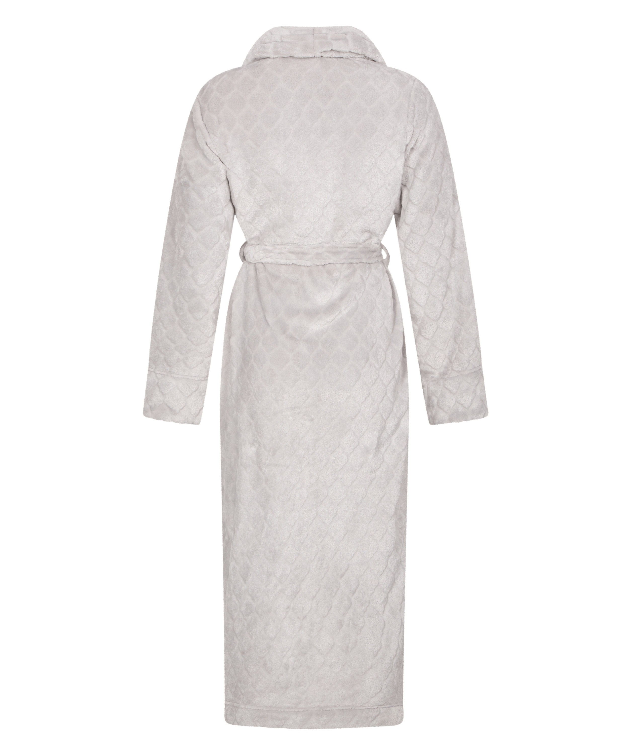 Long Fleece Bathrobe, Grey, main