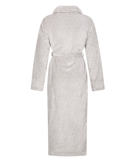 Long Fleece Bathrobe, Grey
