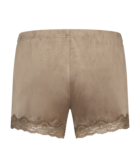 Velvet lace shorts, Brown