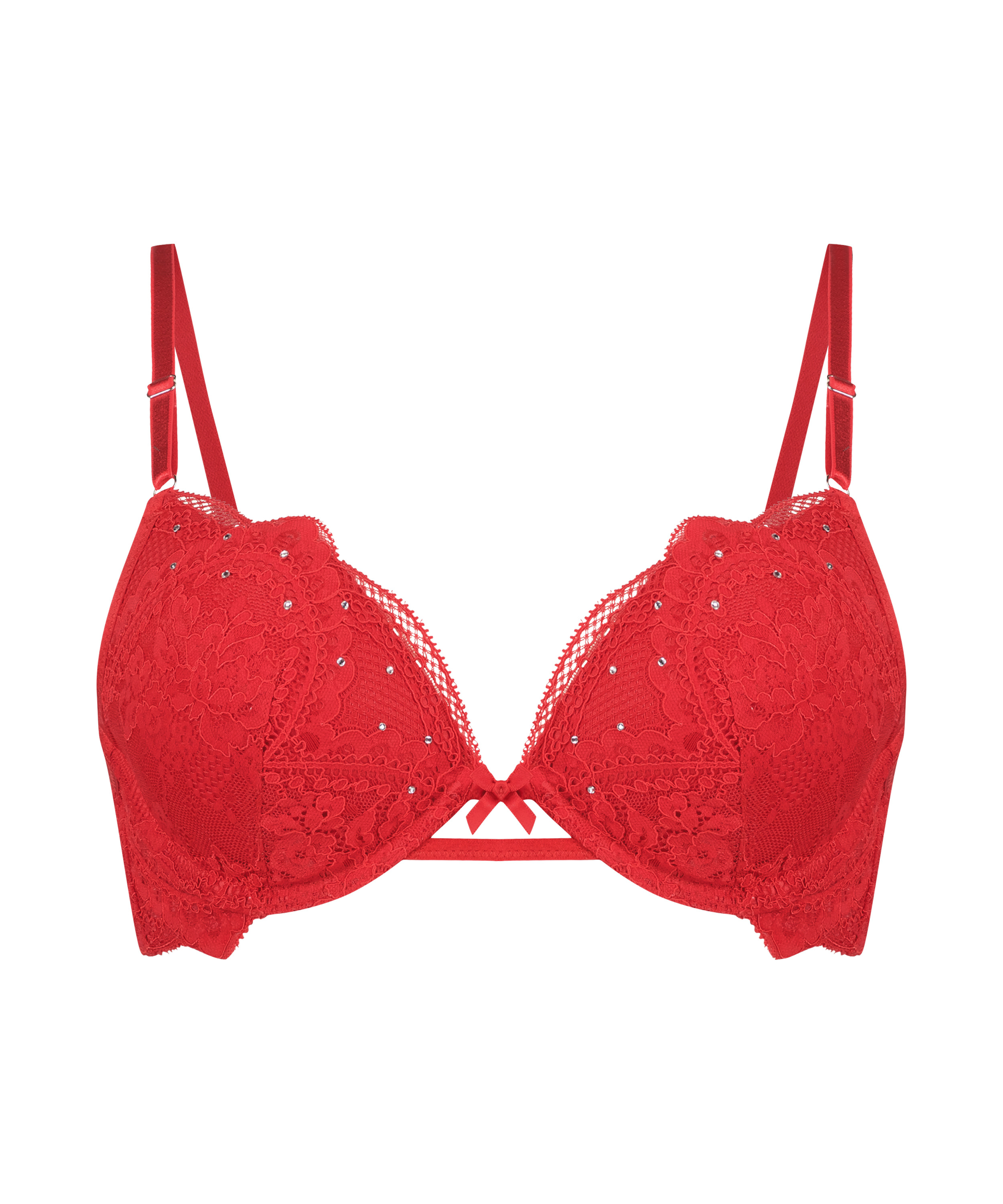Oceana Padded Underwired Push-Up Bra, Red, main