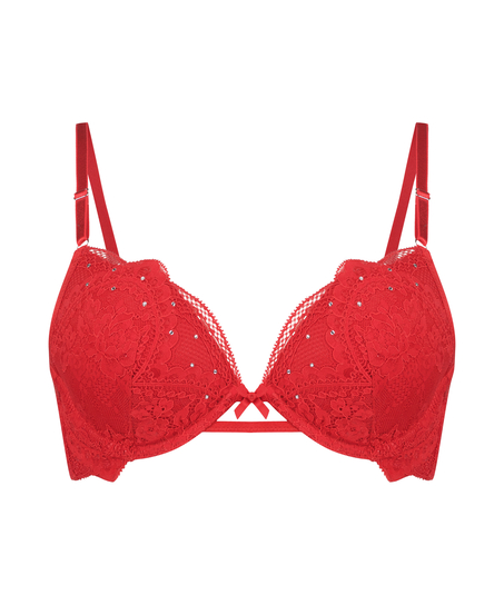 Oceana Padded Underwired Push-Up Bra, Red
