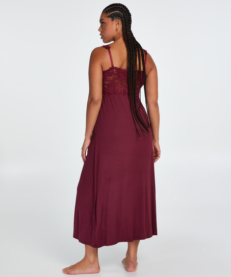 Nora Lace Long Slip Dress, Purple