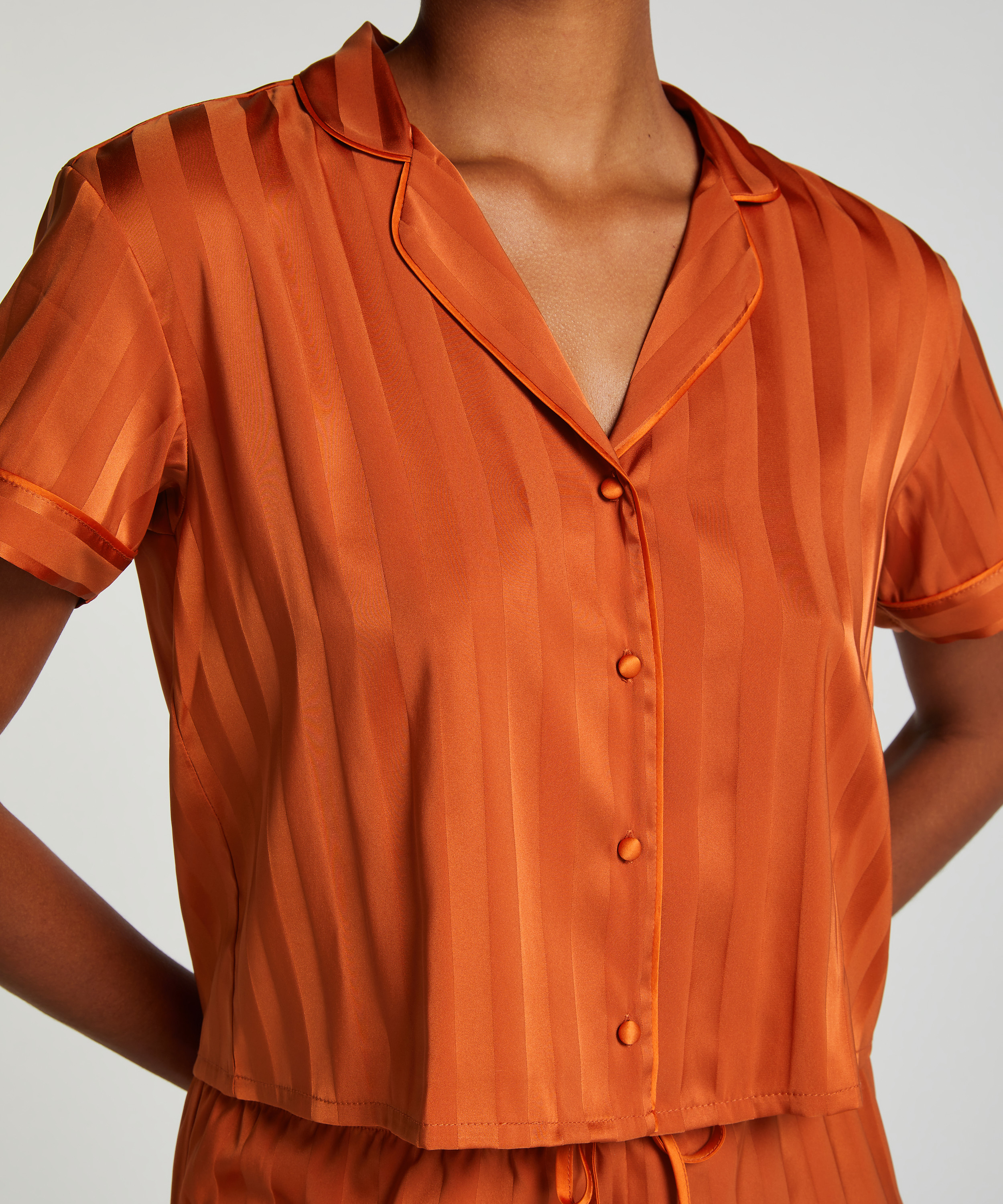 Satin Short-Sleeved Jacket, Orange, main