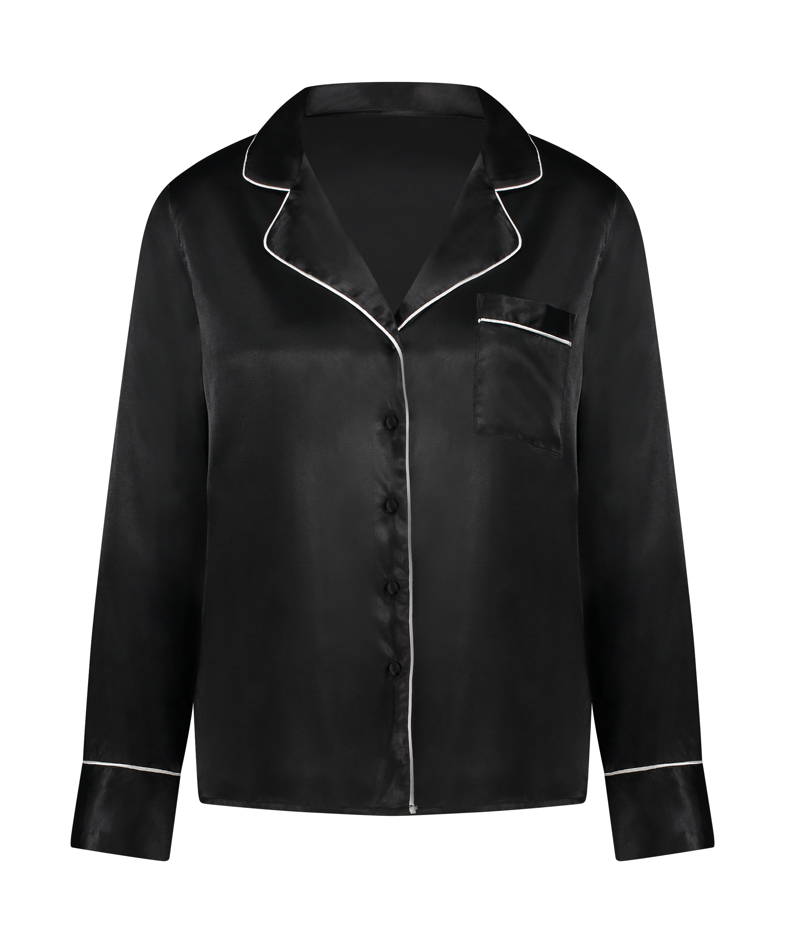 Satin Long-Sleeved Jacket, Black, main