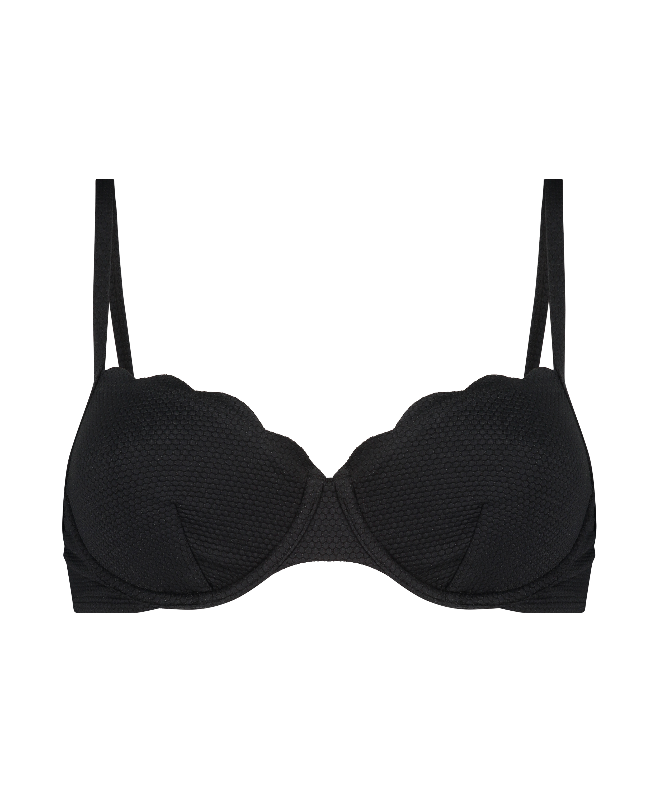 Scallop Glam non-padded underwired bikini top, Black, main