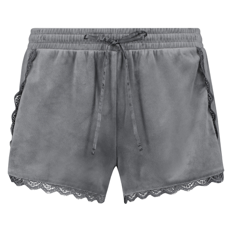 Velvet Lace Shorts, Grey