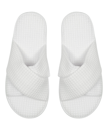 Soft Waffle Slippers, White