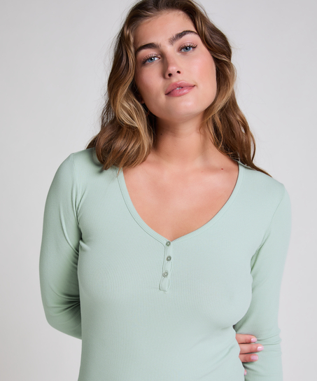 Long-Sleeved Pyjama Top, Green