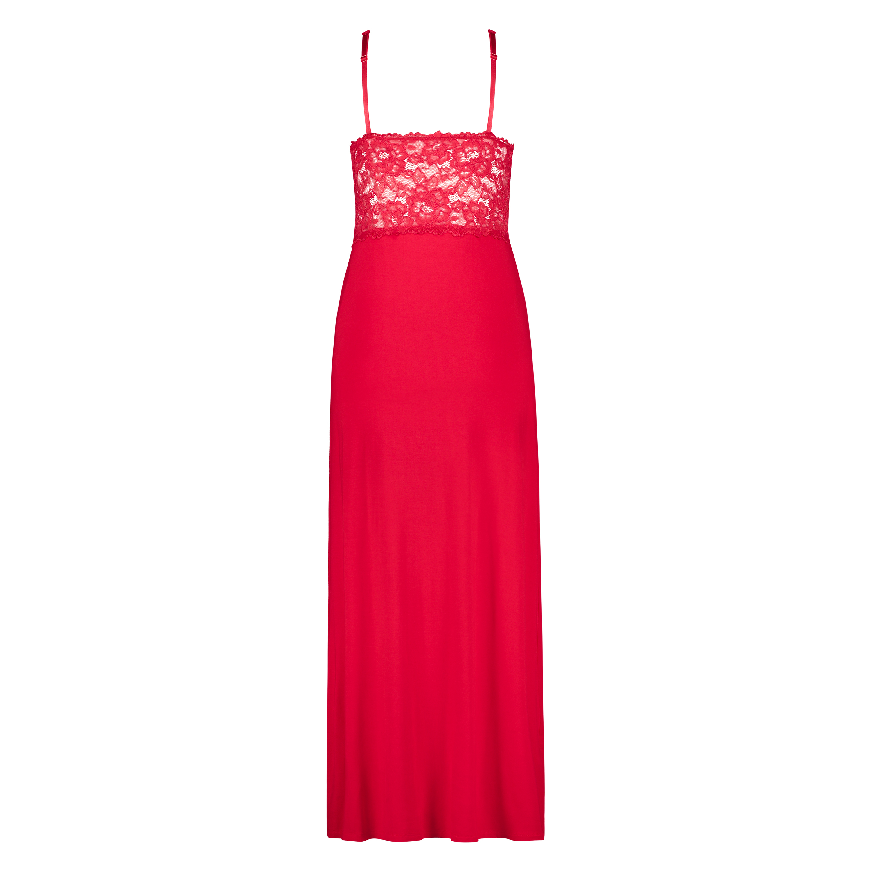 Nora Lace Long Slip Dress, Red, main