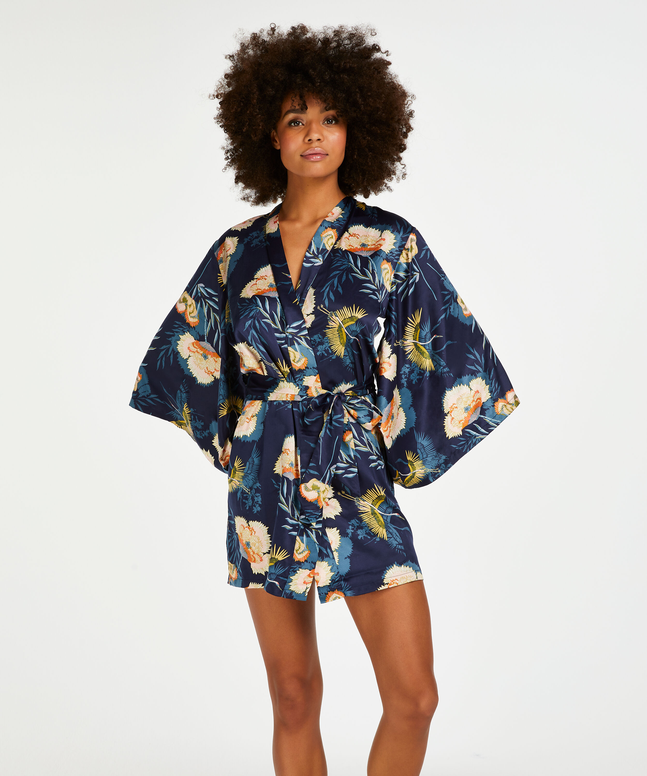 Lotus Bird Kimono, Blue