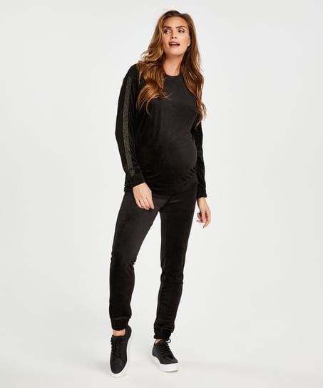 Velvet Shimmer maternity jogging bottoms, Black