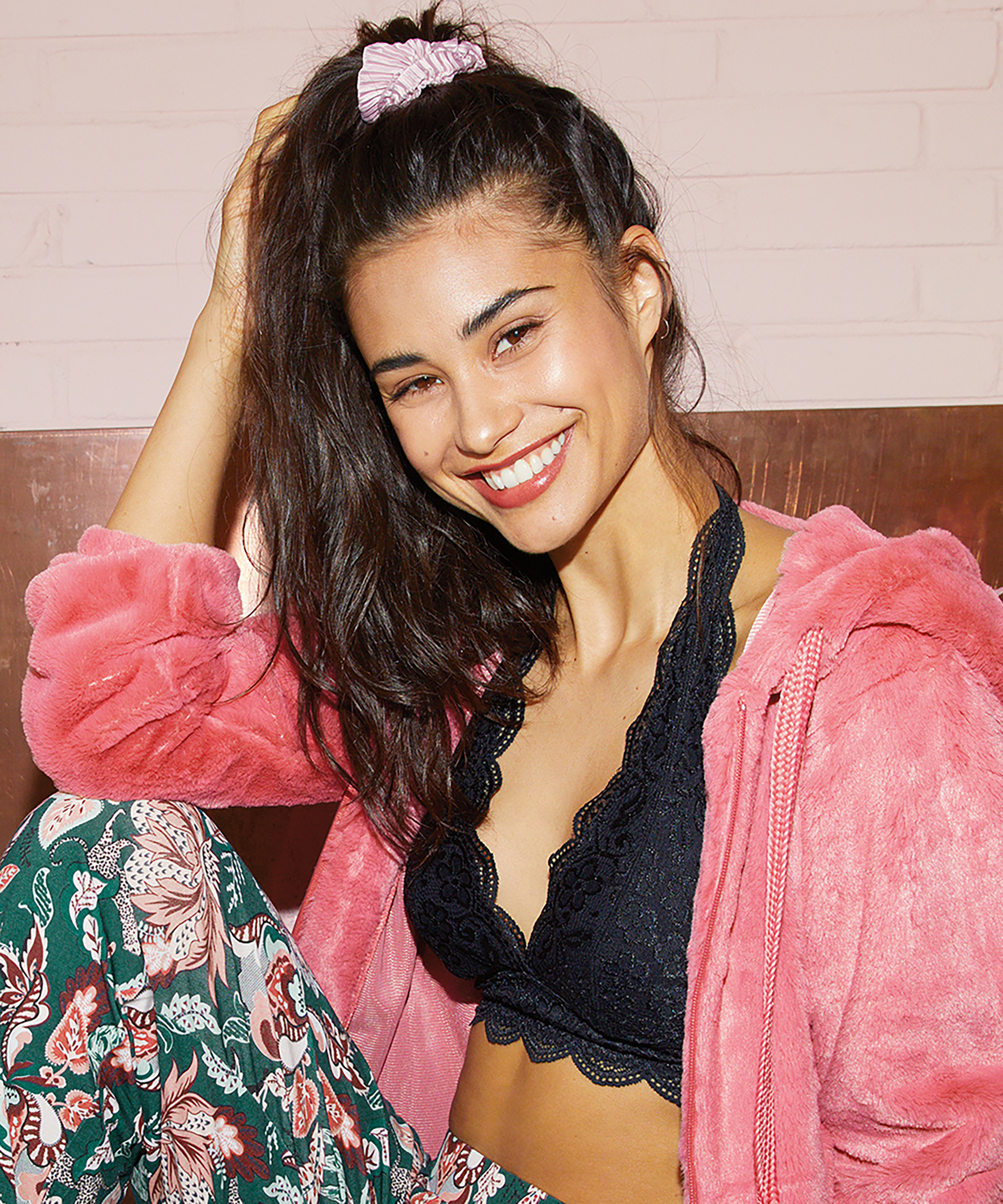 Halter Lace Bralette, Black, main