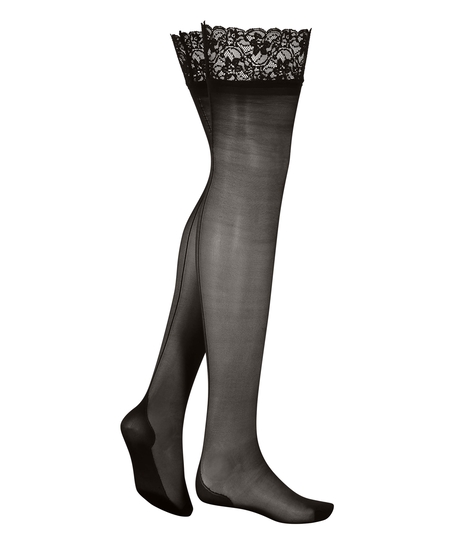 Lace Backseam 15 denier Stockings, Black