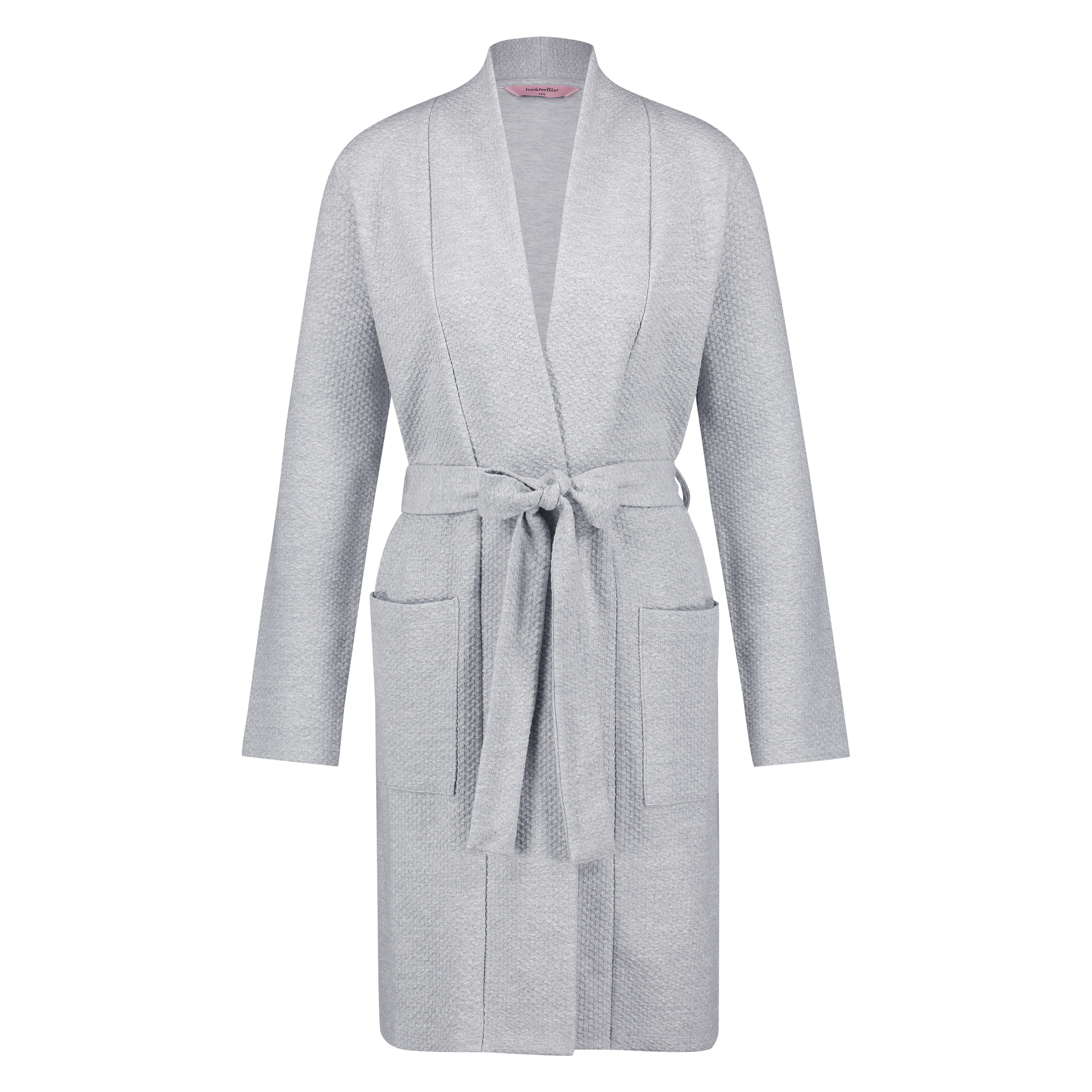 Jersey Jacquard Bathrobe, Grey, main