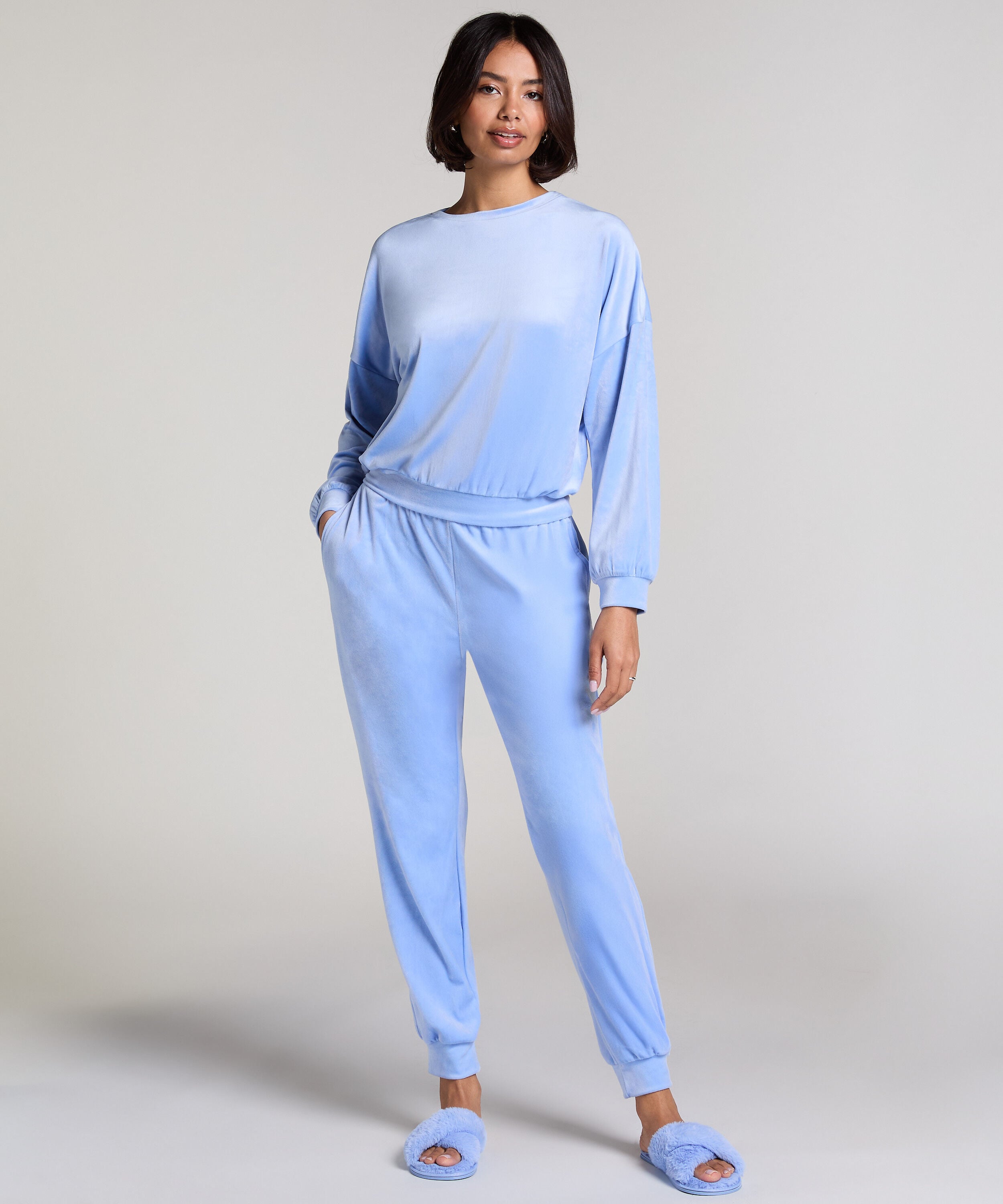 Velours Jogging Pants, Blue