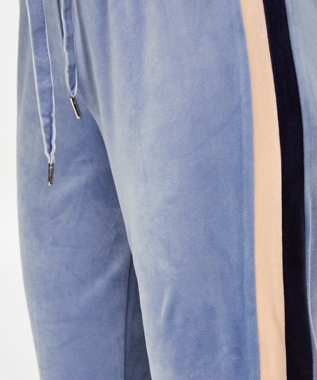 Striped Velvet Jogging Pants, Blue