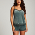 Velours Lace Cami Top, Green