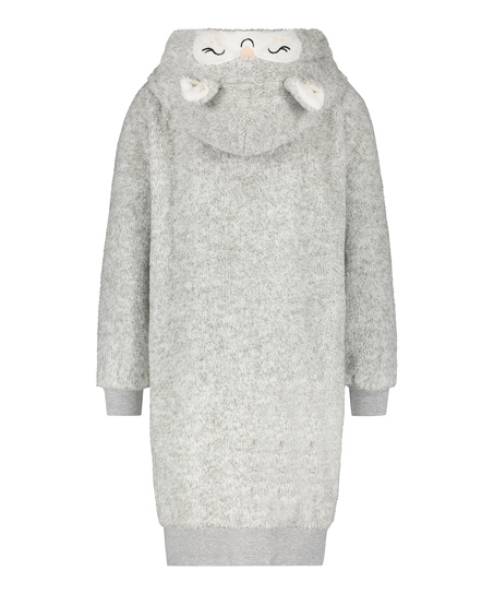 Fleece Bathrobe, Grey
