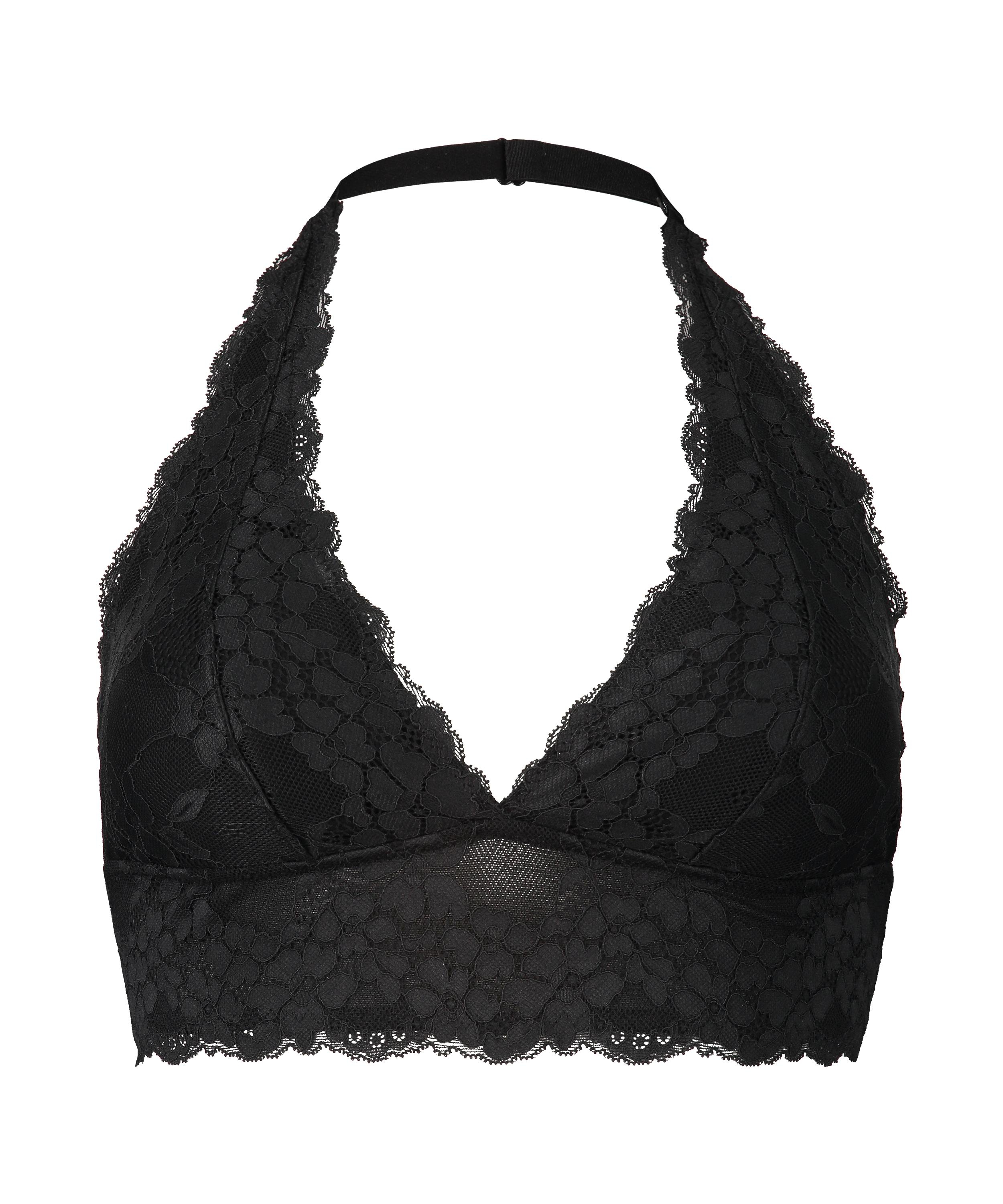 Rosalyn Padded Halter Bralette, Black, main
