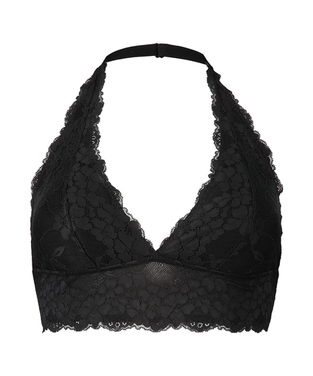 Rosalyn Padded Halter Bralette, Black