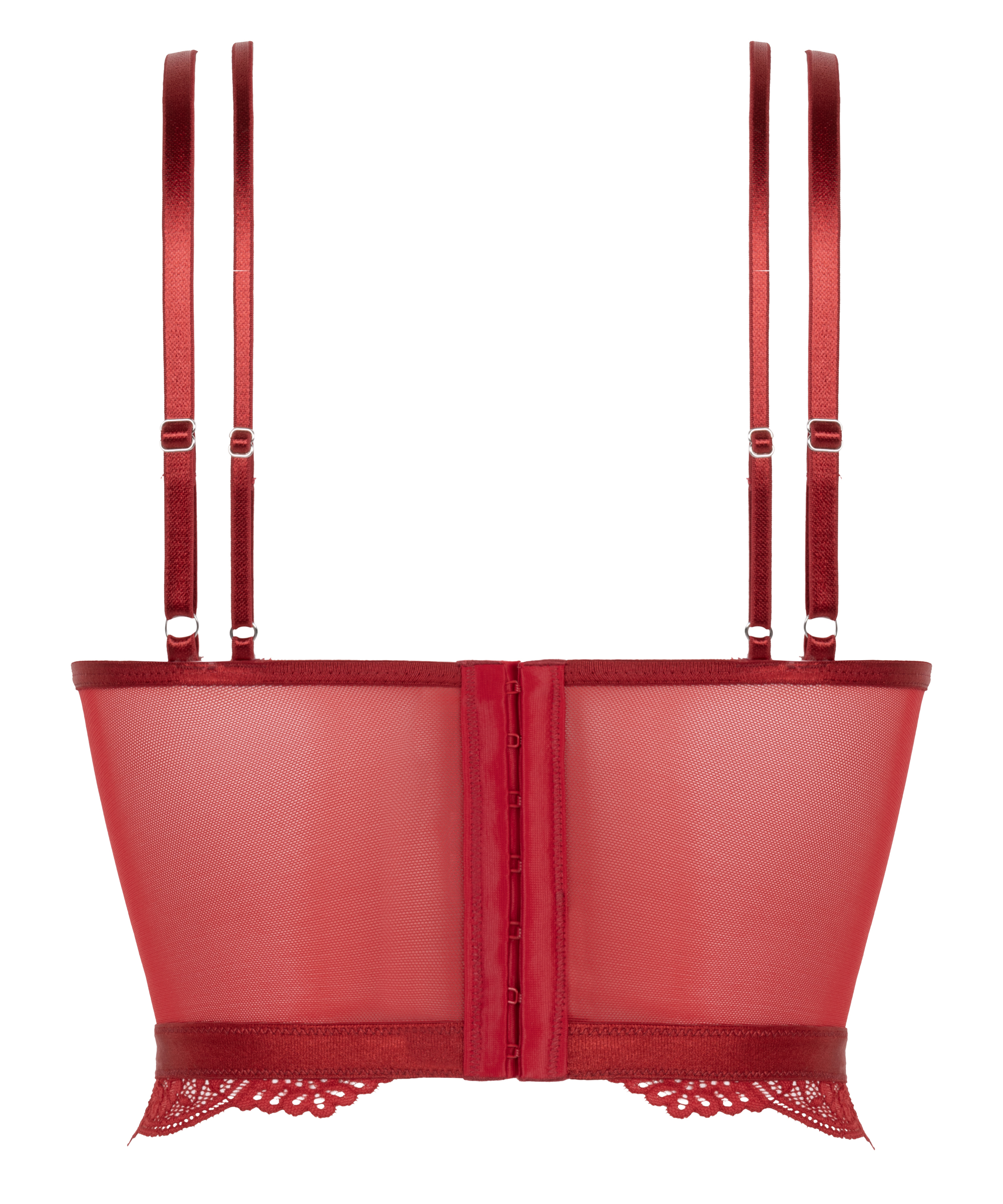 Coco Padded Underwired Longline Push-Up Bra, Red, main