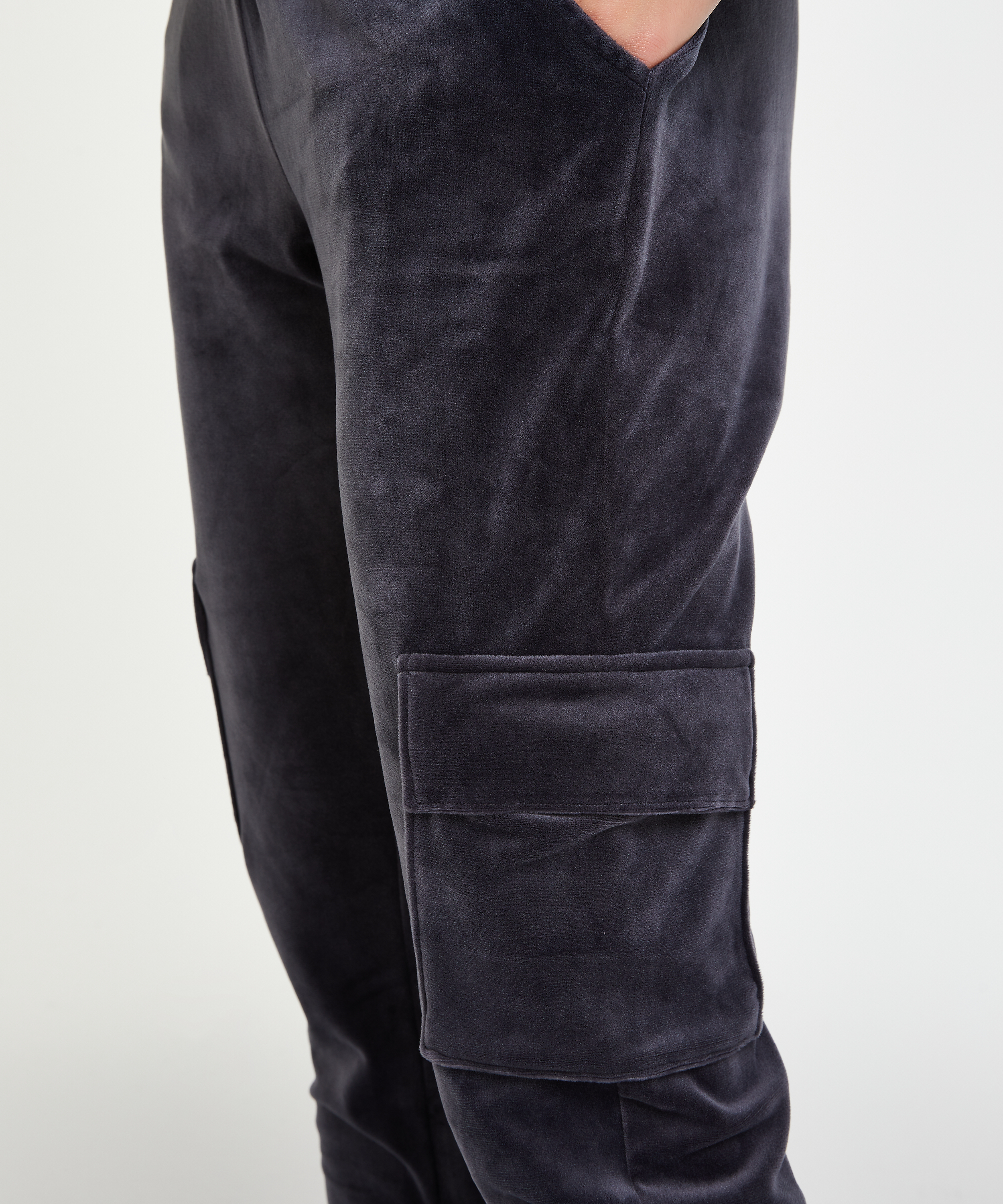 Velvet Jogging Pants Cargo, Grey, main