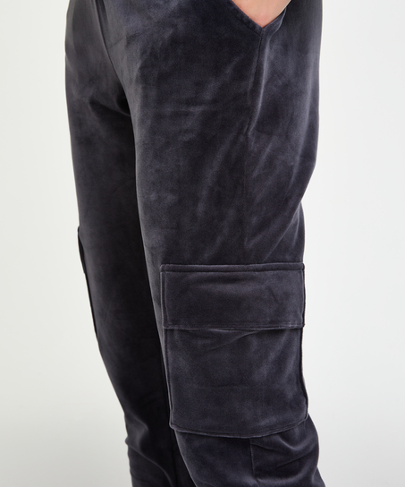 Velvet Jogging Pants Cargo, Grey