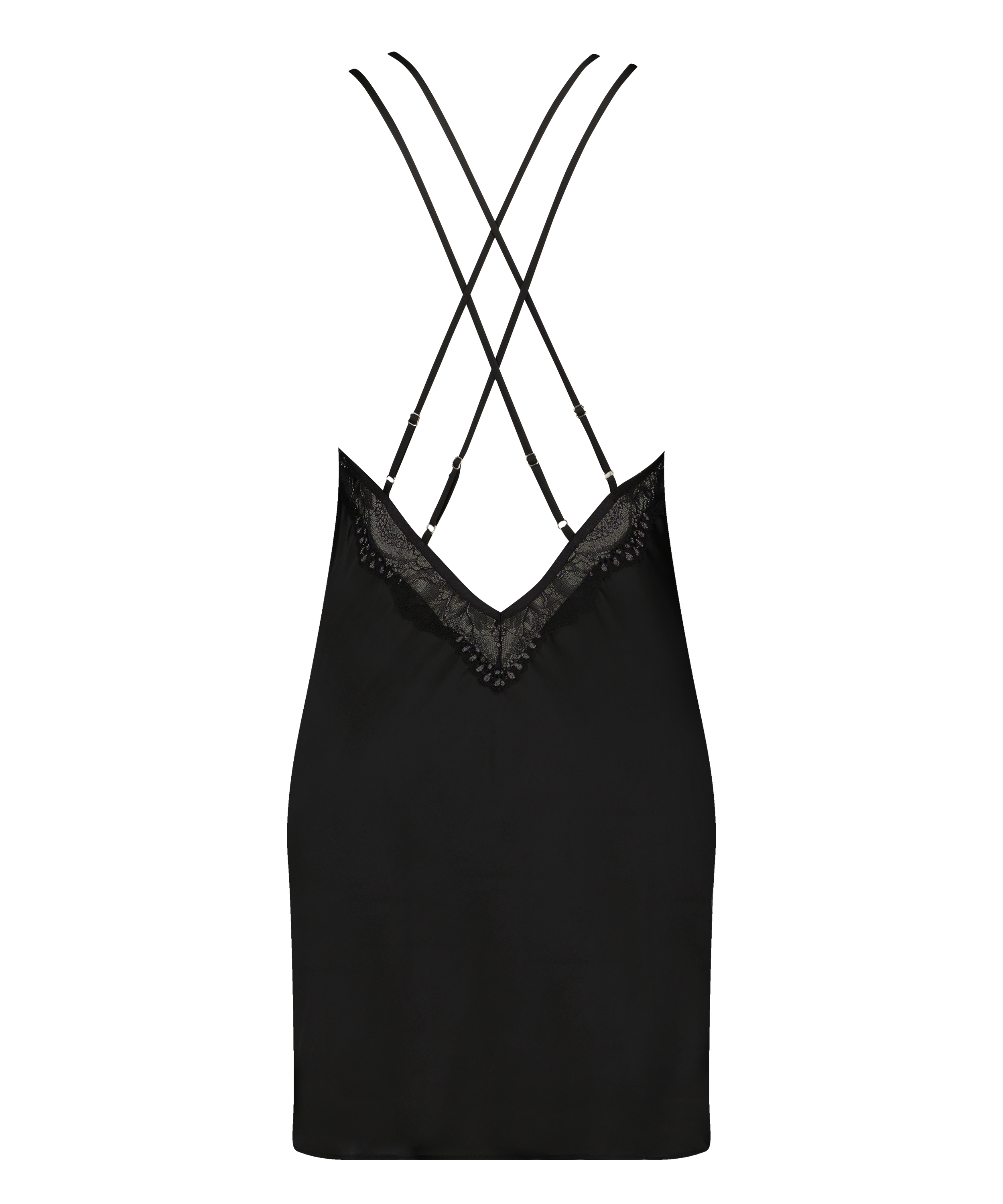 Donna Sparkle Satin Slip Dress, Black, main
