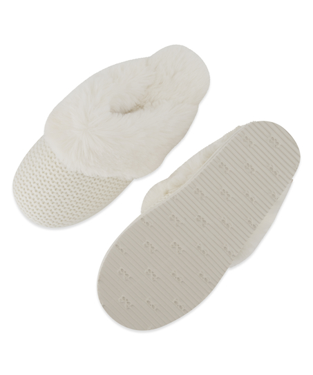 Teddy Mule Slipper, White