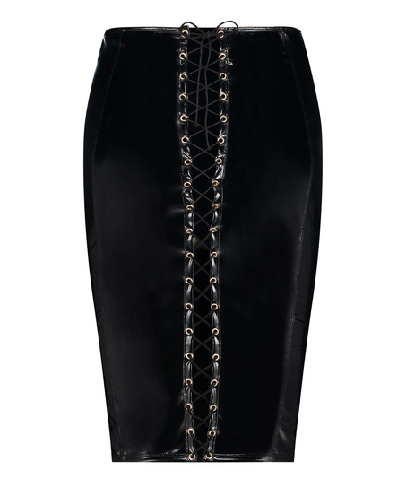 Fake Leather Skirt, Black