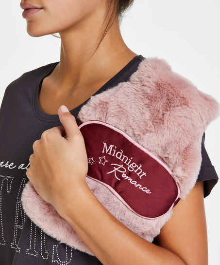 Hot Water Bottle And Eye Mask Set, Pink