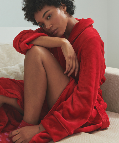 Fleece Bathrobe, Red