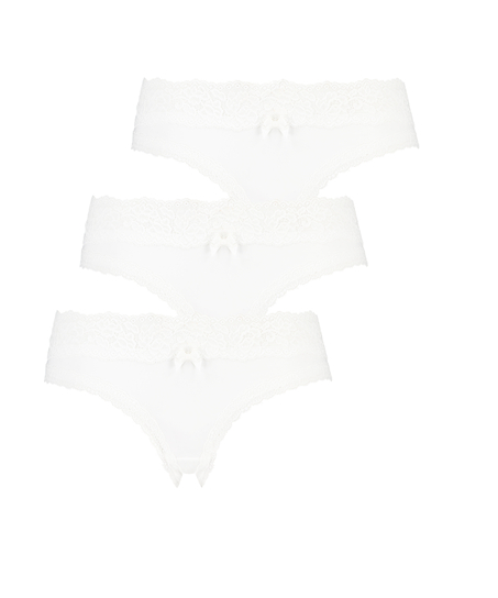 3-Pack Dakota Brazilian Shorts, White
