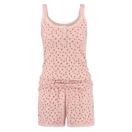 Ditsey rib jersey PJ short set, Pink