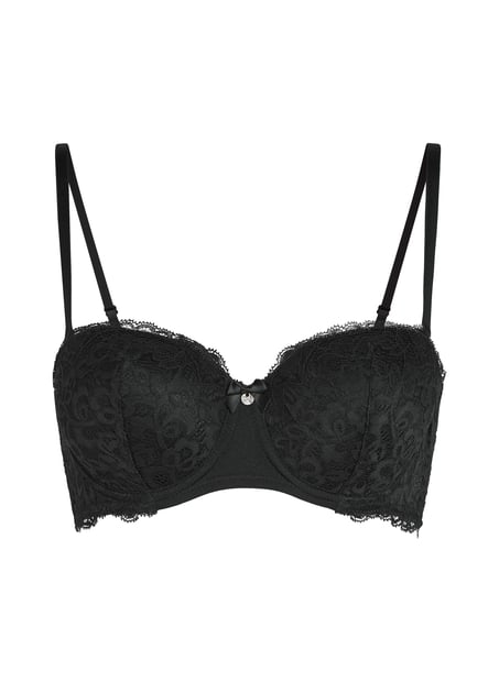 Marine Padded Underwired Strapless Bra, Black