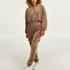 Velour Jumpsuit Hoodie, Brown