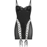 Mesh lace-up slip dress, Black